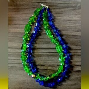 Big beaded layered necklace. 19 inches total length. Toggle clasp